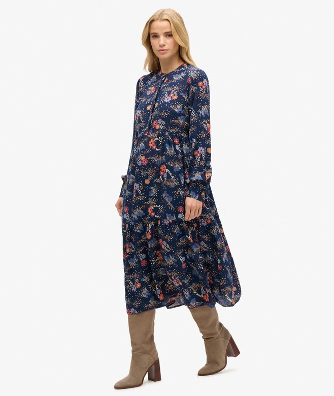Long Sleeve Tiered Midi Dress Long Sleeve Tiered Midi Dress