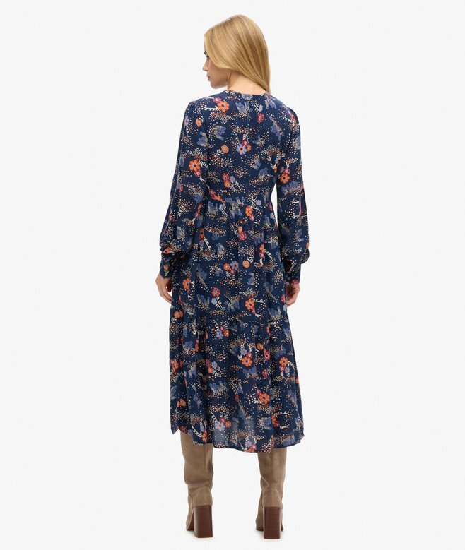 Long Sleeve Tiered Midi Dress Long Sleeve Tiered Midi Dress