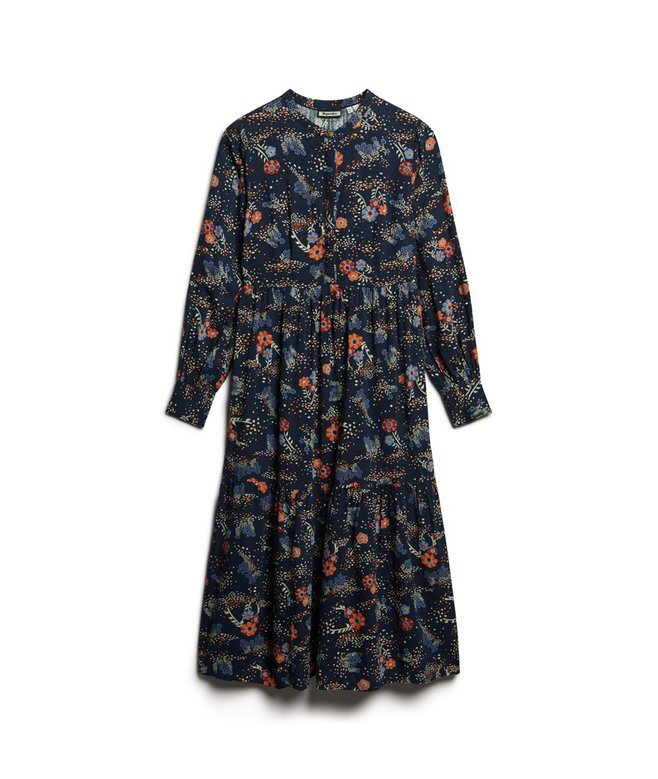 Long Sleeve Tiered Midi Dress Long Sleeve Tiered Midi Dress