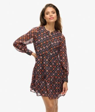 Long Sleeve Tiered Mini Dress