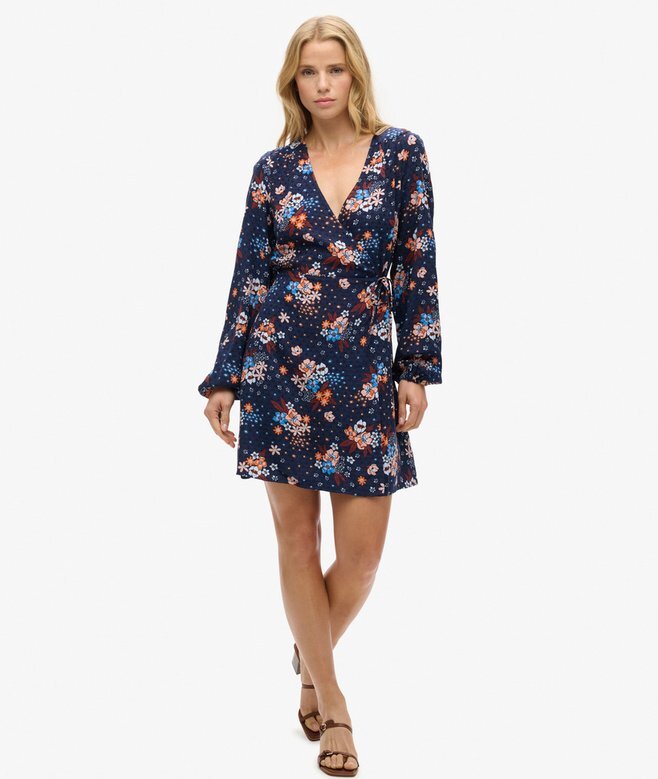 Long Sleeve V Neck Mini Wrap Dress Long Sleeve V Neck Mini Wrap Dress