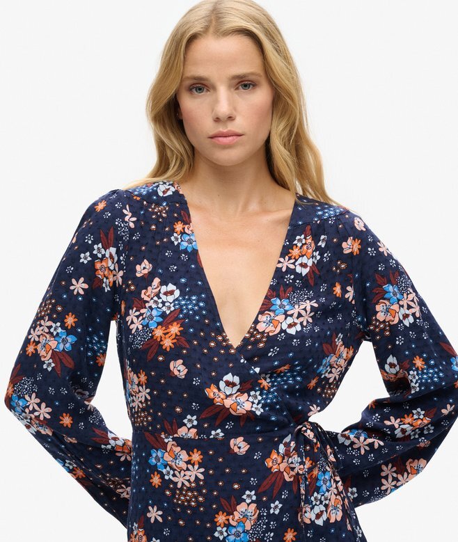 Long Sleeve V Neck Mini Wrap Dress Long Sleeve V Neck Mini Wrap Dress