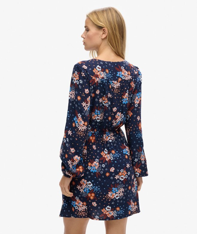 Long Sleeve V Neck Mini Wrap Dress Long Sleeve V Neck Mini Wrap Dress
