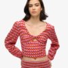 Long Sleeve Woven Crop Top