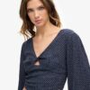 Long Sleeve Woven Crop Top