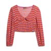 Long Sleeve Woven Crop Top