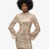 Long-Sleeved Printed Sequin Mini Dress Long-Sleeved Printed Sequin Mini Dress