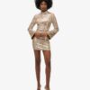 Long-Sleeved Printed Sequin Mini Dress Long-Sleeved Printed Sequin Mini Dress