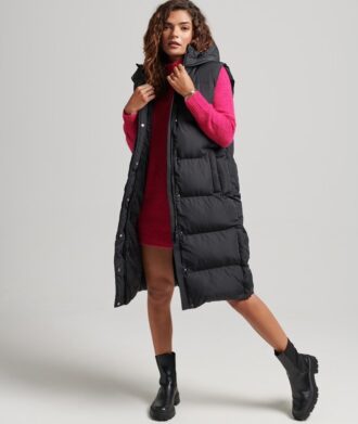 Longline Hooded Padded Gilet