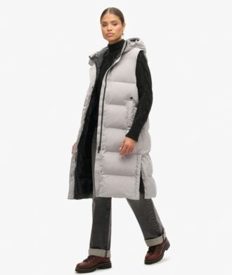 Longline Hooded Padded Gilet