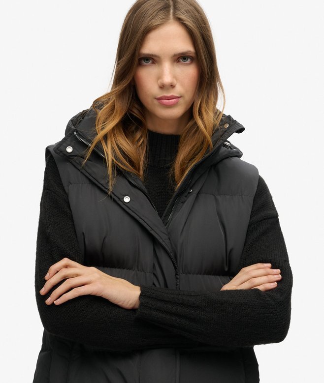 Longline Hooded Puffer Gilet Longline Hooded Puffer Gilet