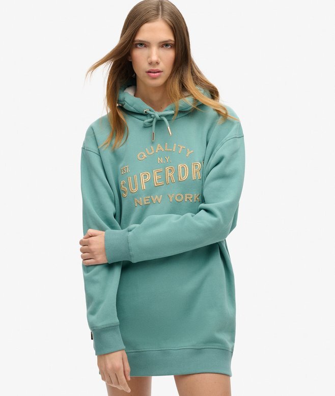 Luxe Metallic Logo Hooded Dress Luxe Metallic Logo Hooded Dress