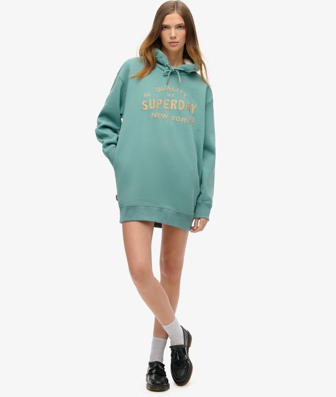 Luxe Metallic Logo Hooded Dress Luxe Metallic Logo Hooded Dress