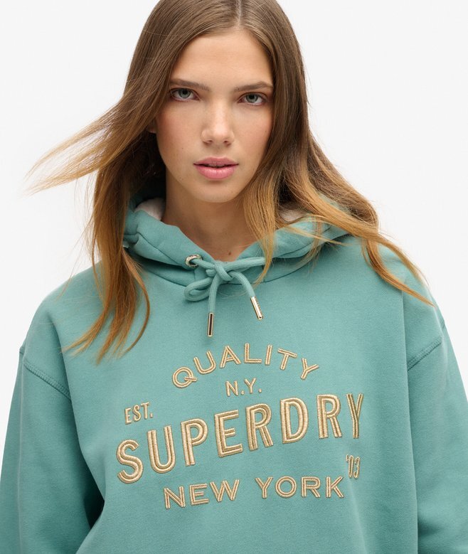 Luxe Metallic Logo Hooded Dress Luxe Metallic Logo Hooded Dress