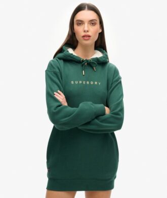 Luxe Metallic Logo Hoodie Dress