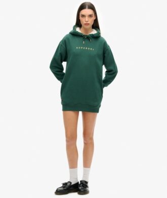 Luxe Metallic Logo Hoodie Dress