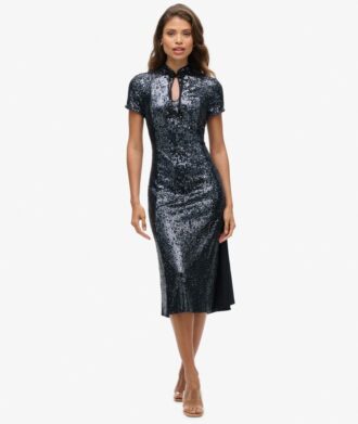 Mandarin Sequin Midi Dress