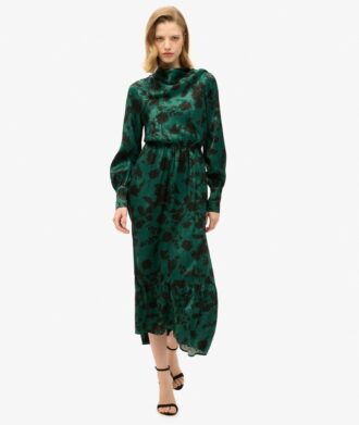 Maxi Cowl Neck Jacquard Dress