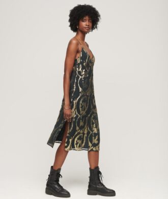 Metallic Midi Slip Dress