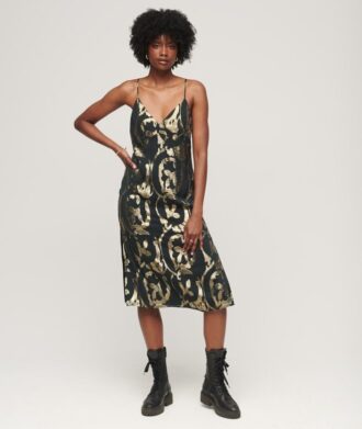 Metallic Midi Slip Dress