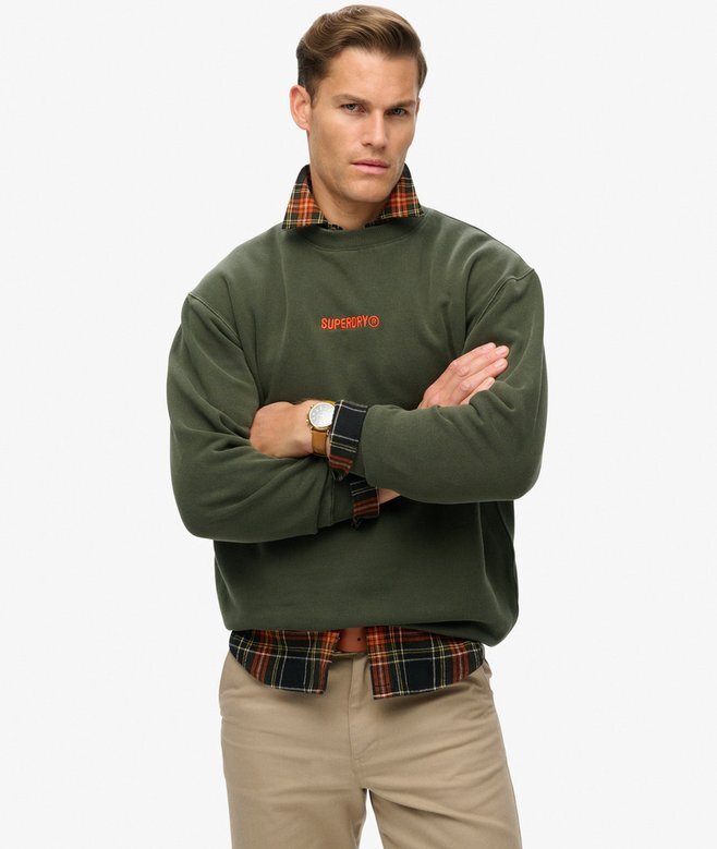 Micro Logo Graphic Loose Crew Sweatshirt Micro Logo Graphic Loose Crew Sweatshirt