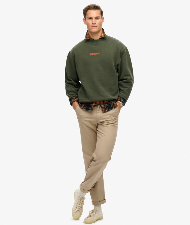 Micro Logo Graphic Loose Crew Sweatshirt Micro Logo Graphic Loose Crew Sweatshirt