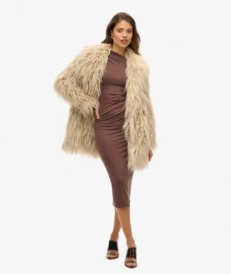 Mid Length Faux Fur Coat