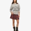 Mid Rise Check Mini Skirt