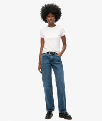 Mid Rise Straight Leg Jean