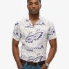 Open Collar Printed Linen Shirt