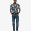 Open Collar Printed Linen Shirt