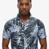 Open Collar Printed Linen Shirt