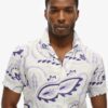 Open Collar Printed Linen Shirt