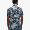 Open Collar Printed Linen Shirt