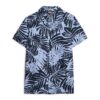 Open Collar Printed Linen Shirt