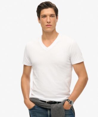 Organic Cotton Embroidered Logo V Neck T-Shirt