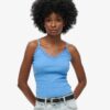 Organic Cotton Vintage Rib Lace Trim Cami Top