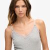 Organic Cotton Vintage Rib Lace Trim Cami Top