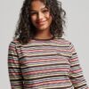 Organic Cotton Vintage Stripe Crop Long Sleeve Top
