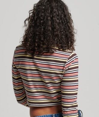 Organic Cotton Vintage Stripe Crop Long Sleeve Top