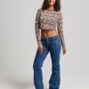 Organic Cotton Vintage Stripe Crop Long Sleeve Top