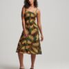 Printed Button-Up Cami Midi Dress