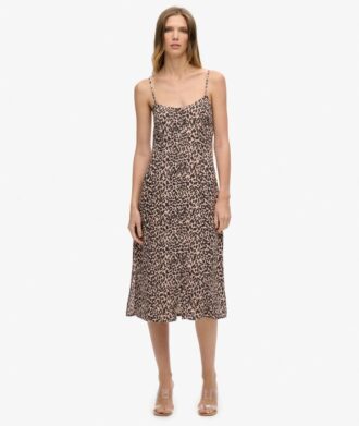Printed Button-Up Cami Midi Dress