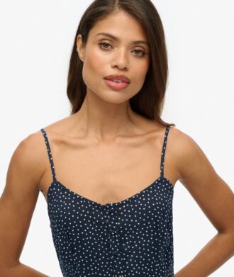 Printed Button-Up Cami Midi Dress