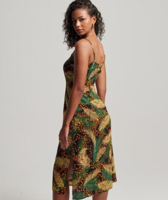 Printed Button-Up Cami Midi Dress