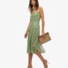 Printed Button-Up Cami Midi Dress