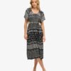 Printed Cut out Midi Dress
