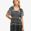 Printed Cut out Midi Dress