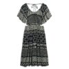Printed Cut out Midi Dress