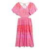 Printed Cut out Midi Dress